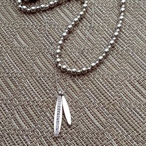 Silver Beaded Dual Layered Necklace